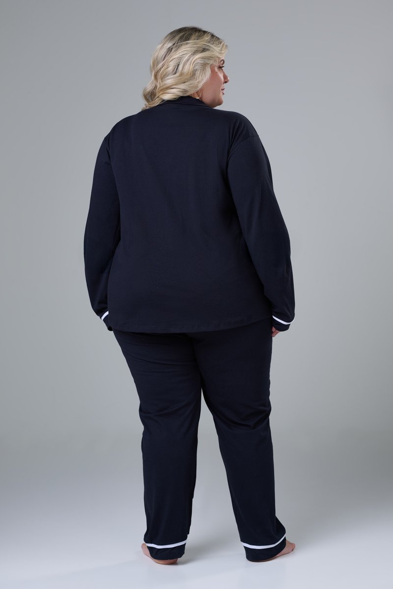 AmeriKEITAMARUYAMA×AMERIVOLUMEFLAREDRESS Conjunto Pijama Americano Longo 100% Algodão Adulto Feminino