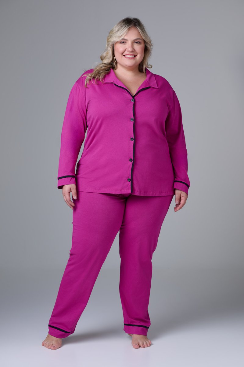 AmeriKEITAMARUYAMA×AMERIVOLUMEFLAREDRESS Conjunto Pijama Americano Longo 100% Algodão Adulto Feminino