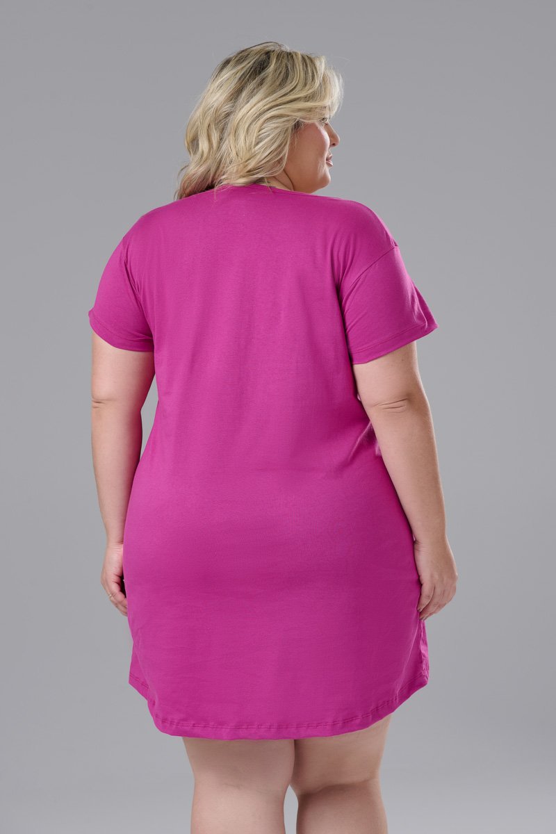 Camisola Manga Curta 100% Algodão Adulto Feminino Plus Size
